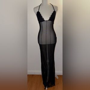 Outcast - Like New - Elegant Black Lace Sheer Chemise Dress - Size Medium